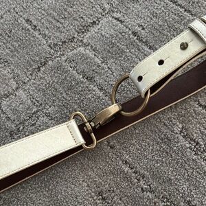 Gold Leather Belt with Brass Buckle